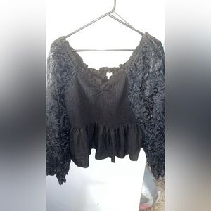 Black lace peplum top